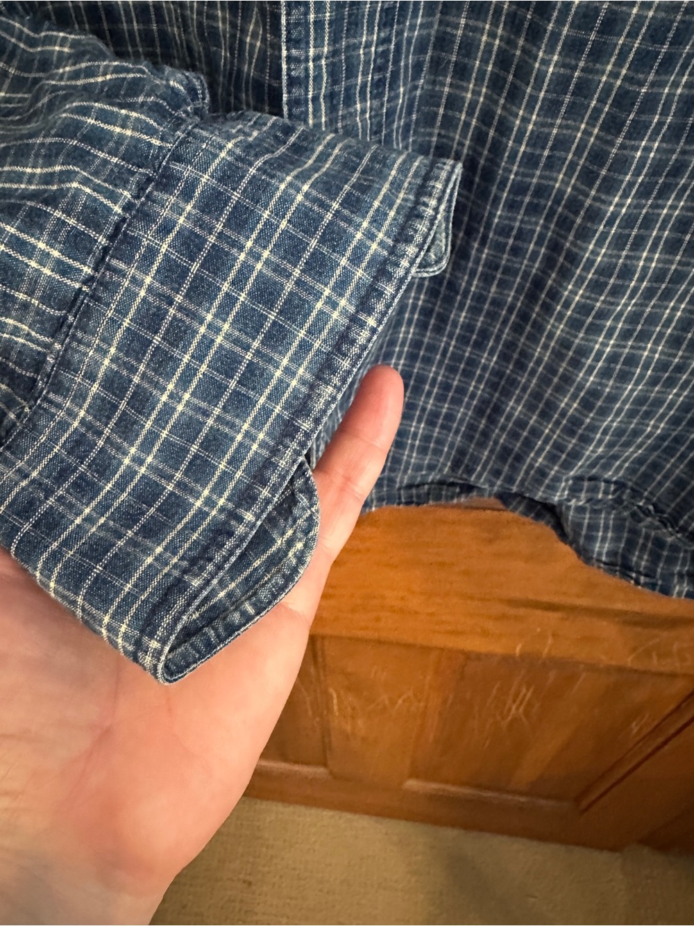 L.L. Bean Men's Blue and White Plaid Button-Down Shirt - Picture 4 of 8